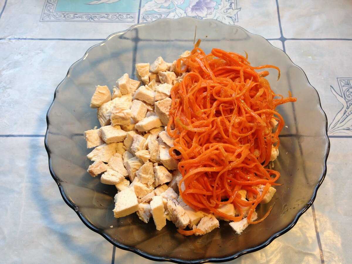 Салат из курицы с апельсином и корейской морковью - пошаговый фоторецепт