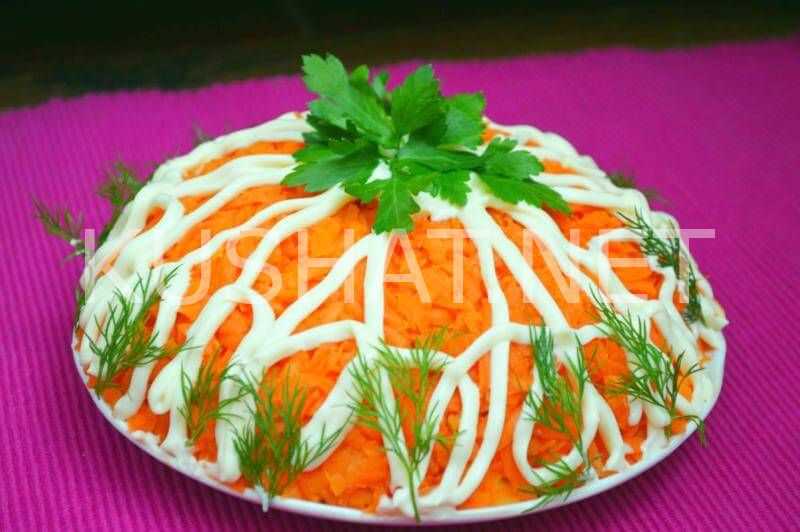 Салаты лисичка с корейской морковкой и лисья шубка рецепт с фото
