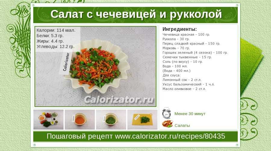 Салат без масла калорийность