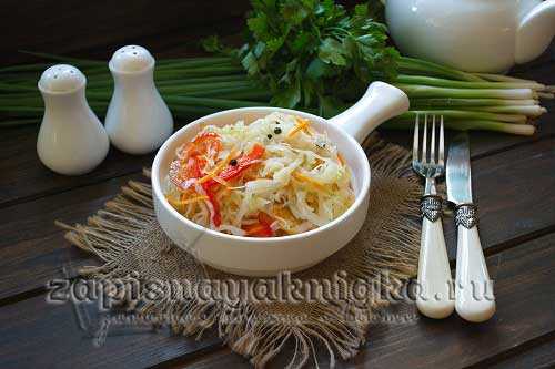 Маринованная капуста с болгарским перцем и кориандром быстро рецепт с фото пошагово и видео - 1000.menu