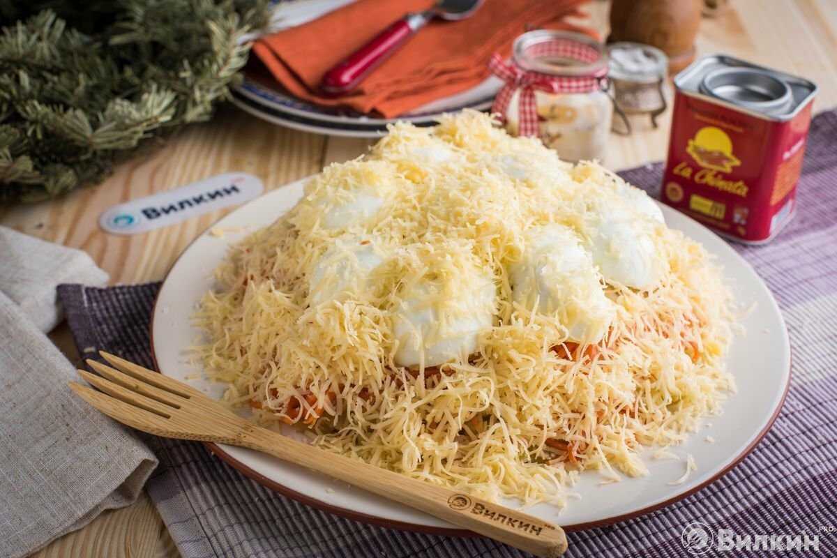 Салат сугробы пошаговый рецепт с фото с жареным мясом