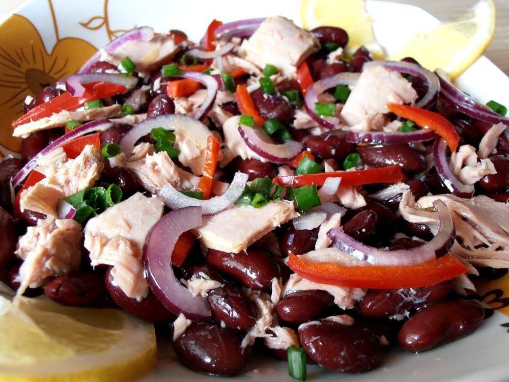 Салат с красной фасолью консервированной и курицей рецепт с фото