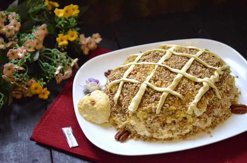 Салат черепаха рецепт с фото с копченой курицей с грецкими орехами