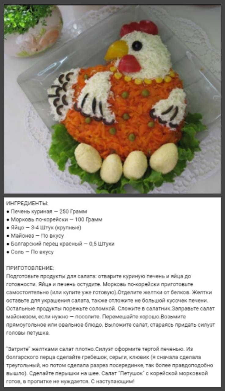 Украшение салата золотой петушок рецепт с фото пошагово и видео - 1000.menu