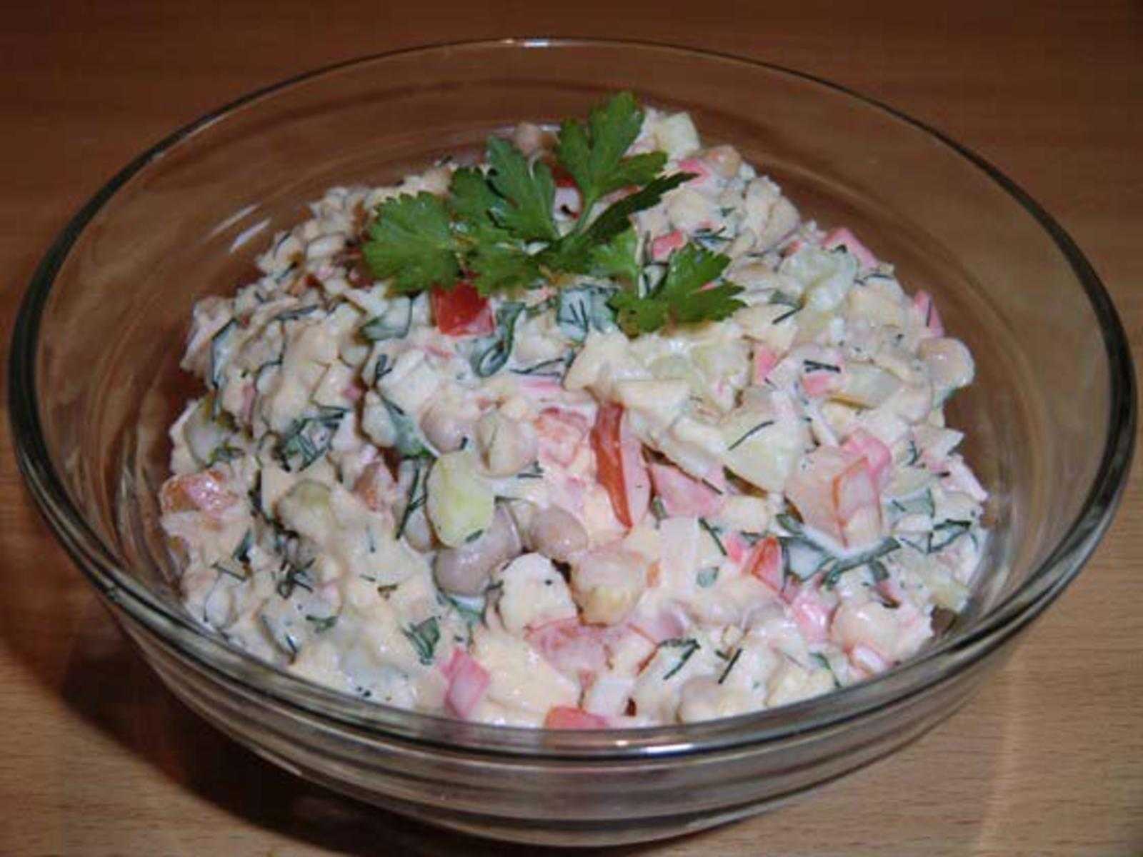 Крабовый салат с фасолью петрушкой и майонезом рецепт с фото пошагово - 1000.menu