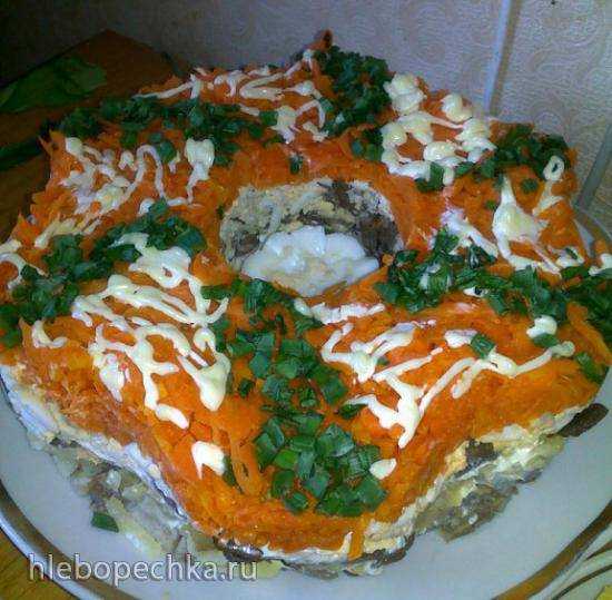 Салат лисичка с грибами под шубой рецепт с фото пошагово - 1000.menu