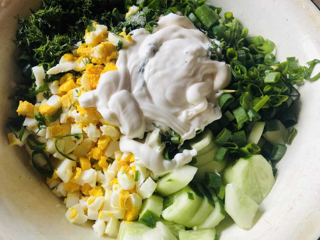 Салат яйца зеленая фасоль майонез