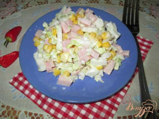 Салат с капустой, колбасой и кукурузой - 11 пошаговых фото в рецепте