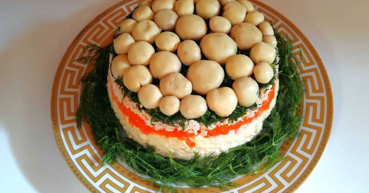 Салат грибная полянка: рецепт с шампиньонами, с опятами, фото